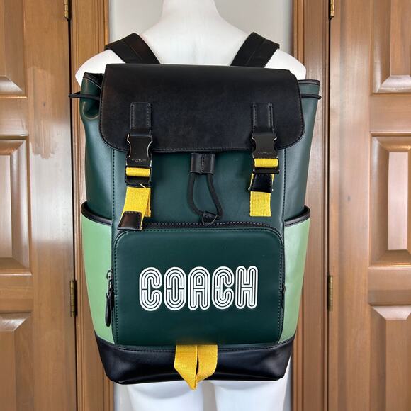 Coach Handbags - Coach Track Backpack In Colorblock w/ Coach
Patch Forest Agate
Leather